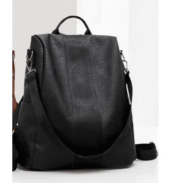 Women’s PU Leather Backpack Anti-Theft Rucksack School Shoulder Bag Black/Brown